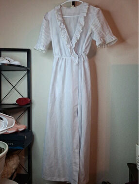 Vintage Jennifer Dale Striped Wrap Robe size 5